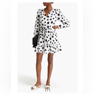 Walter Baker Polka-dot Crepe Mini Dress In White